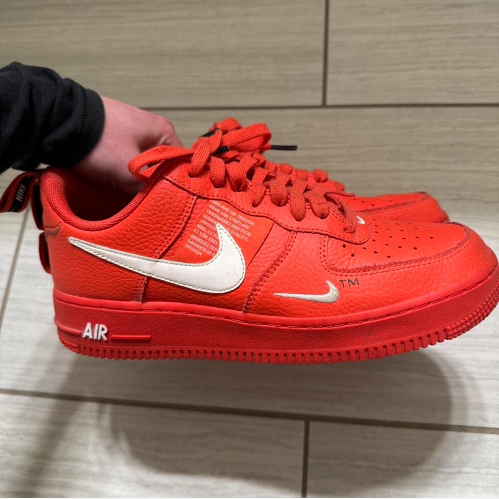 Nike Red and White Sneakers Air Force 1